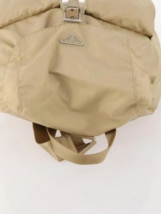 PRADA Backpack Nylon Beige Silver Auth 170950 main image 4